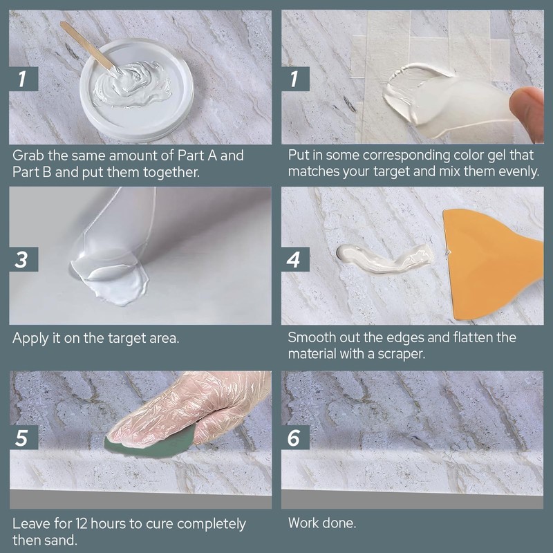 Quartz Countertop Chip Repair Kit, White Granite & Marble Repair