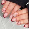 BABALAL Press on Nails Medium Round Fake Nails Red French