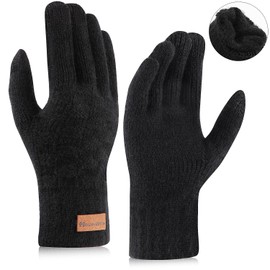 Homealexa Winter Gloves Women's Fingerless Gloves Cotton Half Finger Gloves with Flip Top, Warm Knitted Gloves for Men and Women, black