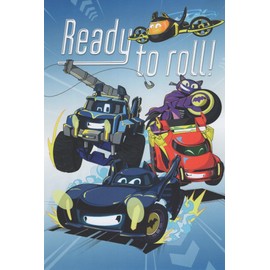 Heartline Batwheels Cars Superheros Batmobile Adventure Race Kid's Happy Birthday Cartoon Greeting Card - Ready to Roll! - Hope Your Birthday's Filled with Turbocharged Fun!, Blue