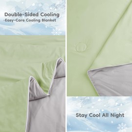 LaffyLo Cooling Comforter Summer Blanket for Hot Sleepers, Ultra-Cool & Breathable, All Season Comfort, Double-Sided Cold Blanket for Night Sweats, Queen Size 78" x 90", Mint Green & Light Grey