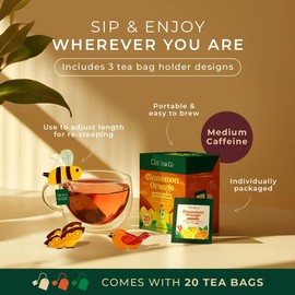 Gya Tea Co Cinnamon Orange Black Tea Bags (20 Bags) - Medium Caffeine Orange Cinnamon Tea Bags - Rich in Lemon Brisk Warm & Cozy Blood Orange Spice Tea Bags Bulk - Relax Tea Fruit & Herbal Tea Blends