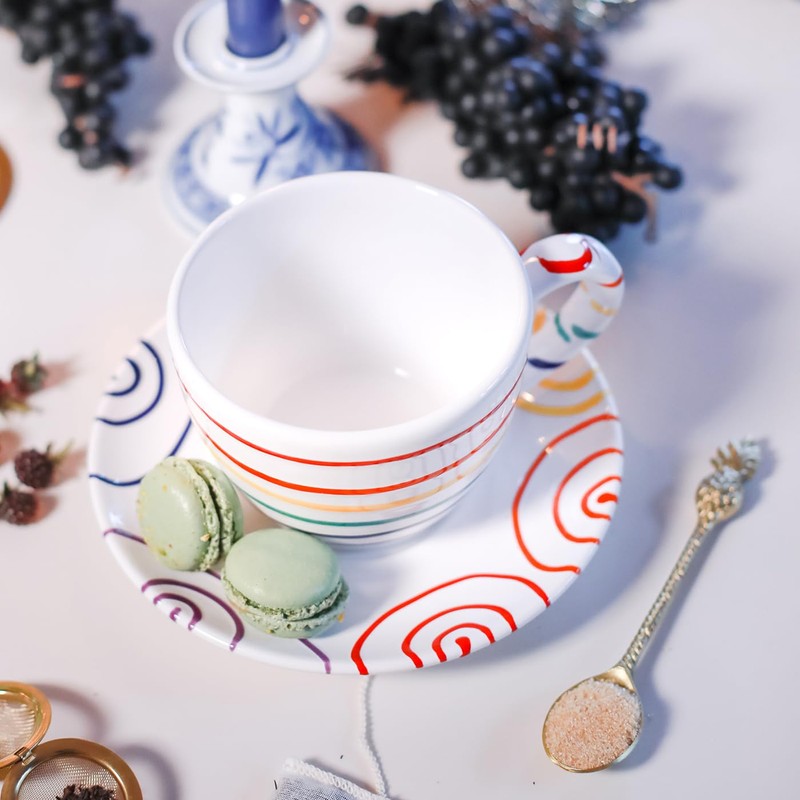 GMUNDNER KERAMIK Maxima Teacup (0.4L) Rainbow Tableware, Handmade in Austria