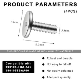 NYTKL 4PCS Lower Engine Cover Bolt Pin Screws, Radiator Engine Splash Shield Hardware Replaces 90105-TBA-A00, Lower Cover Bolts Compatible with Accord 2014-2020 Civic CRV 2017-2020