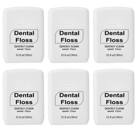 Baderke 6 Pack Mini Dental Floss, Travel Pack, 30 M Each Waxed Glide Floss Oral Care for Family Teeth and Gum Protection Effective Plaque Removal, Slides Smoothly(White)