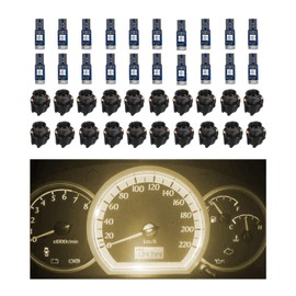 Augeny 50PCS T5 Led Lights for Car Dashboard, 3030-3SMD High Light Car LED Lights Bulb with Twist Socket, Auto Interior Led Bulb for Gauge Cluster Indicator Dashboard Panel Light (Warm White)