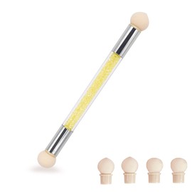 Jagowa Nail Art Sponge Brush with 4 Replacement Heads Double Head Smudge Gradient Pen Washable Nail Art Tool for Women Decoration DIY Nail Art (Golden)