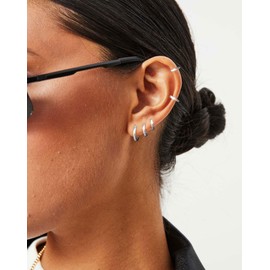 FUNEIA 3 Pairs of Hoop Earrings Silver 925 / Gold Women's Earrings Silver 925 Set 14K Gold-Plated Small Hoop Earrings Hypoallergenic Waterproof Earrings Multiple Ear Holes Mini Hoop Earrings Piercing