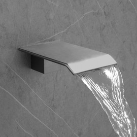 HAMOLER High Flow Bathroom Bathtub Tub Spout Wall Mount Roman Waterfall Tub Spout Wall Mount Tub Filler Faucet Sprayer Waterfall Sink Spouts, Brushed Nickel