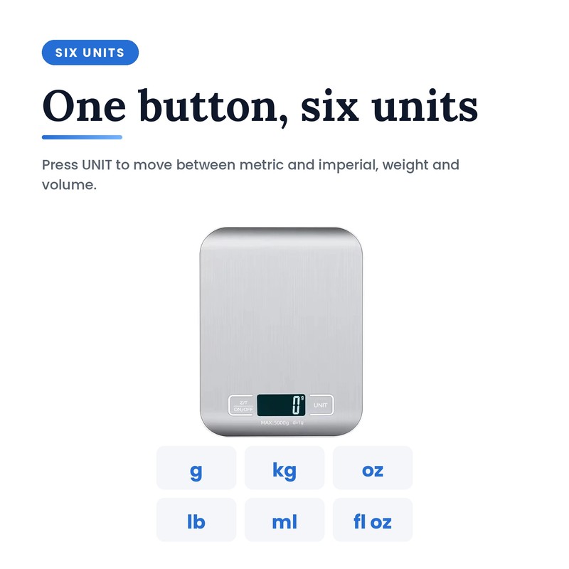 Digital Kitchen Scale, 1g Precision Food Scale with LED Display,
