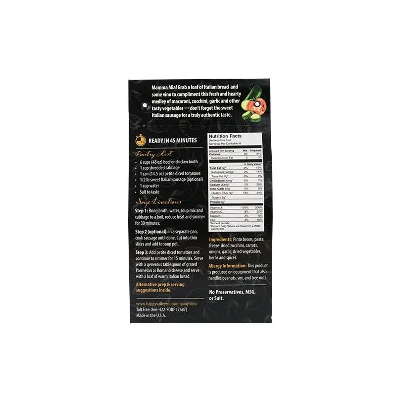 Happy Valley Soup Company - Tuscan Minestrone - Dry Mix