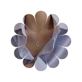 Allereya Geometric Square Pendant Necklace Layered Hollow Square Necklace Gold Geometric Necklace Hammered Square Choker Necklace Jewelry for Women and Girls (Gold)