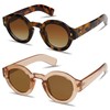 VANLINKER 2 Pack Vintage Round Polarized Sunglasses for Women Men