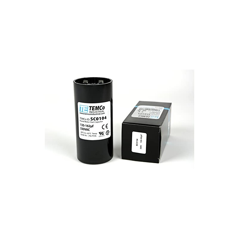 TEMCo 135-162 uf/MFD 330 VAC Volts Round Start Capacitor 50/60
