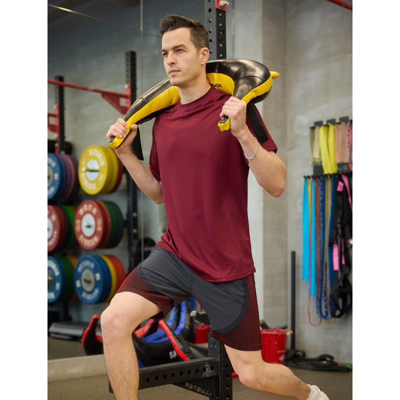 PINSPARK 5 Pack Gym Workout Shirts Men Moisture Wicking T