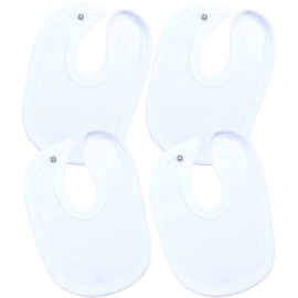 BabyPrem Premature Baby Bibs 4 Pack Terry Snap on Clothes Boy Girl Unisex White