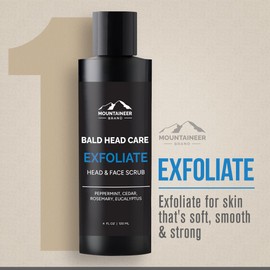 Mountaineer Brand Bald Head Exfoliator & Shampoo (Cleanse) | Fresh & Natural Scent | Bald Head Care for Men | Made in WV | Exfoliating Scalp Scrub | Hydrating Soap & Wash | 4oz