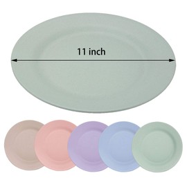 LuckyZone 11inch/5pcs Wheat Straw Plates - Reusable & Unbreakable Plate - Dishwasher & Microwave Safe - Perfect for Dinner Dishes - Healthy, Lightweight, BPA Free & Eco-Friendly (5 colors)