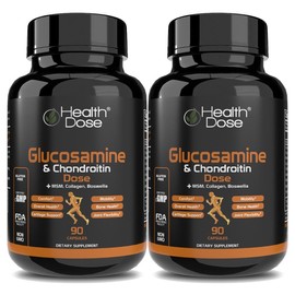 Health Dose Premium Joint Support  Glucosamine Chondroitin MSM Turmeric Boswellia and Hyaluronic Acid- 90 Capsules - Specification: Health Dose Premium Glucosamine Chondroitin 2 Pack