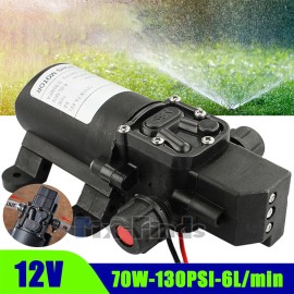 HQMASTER 12V DC Water Pressure Diaphragm Pump Self-Priming Pump 70W 130PSI 360L/H Boat RV