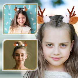 2pcs Antler Headband Flocked Deer Antlers Headband Christmas Reindeer Antlers Headband Deer Headband Hair Roller Clips Cosplay Headdress The Photo Delicate Resin Flocking Child