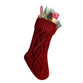 meioro Christmas Stockings Cable Knit Stocking Christmas Decorations Goodie Bags Gift Fireplace Xmas Tree Stocking Ornaments for Holiday Family Friends (Length 18",Pack of 1, Red)
