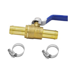 YOUHO 5/8 Hose Barb Straight Through Forged Brass Micro-Cut Ball Valve, heater hose shut off valve 5/8" Hose Barb x 5/8" Hose Barb, 180 Degree Operating Handle, Water, Oil, Gas, Fuel line Fittings