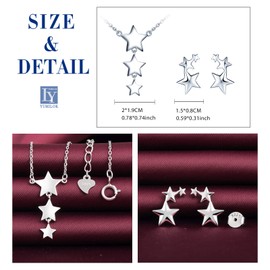 Yumilok Women's Jewellery Set Star Necklace with Pendant and Women's Stud Earrings Made of 925 Sterling Silver for Women Girls, Sterling Silver