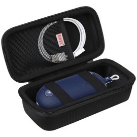 BOVKE Carrying Case Compatible with Blue Tees Golf Player Go Compact GPS Speaker Bluetooth Music & Audible GPS Portable Speaker, Mesh Pocket for Charging Cables, Black+Black