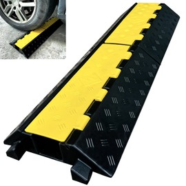WKINGBOOM Foldable1 Channel Rubber Cable Protector Wire Hose Protective Ramp 22000Lbs Load Capacity Traffic Speed Bump for Asphalt Concrete Gravel Driveway Indoor Outdoor (1PACK)