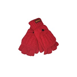 Vera Tucci Heatseekers Women’s Fingerless Convertible Thermal Gloves – Heated Gloves Finger less Gloves Flap Warmer Mitten For Ladies Girls Winter Insulated Designer Gloves Mittens G42 (RED)