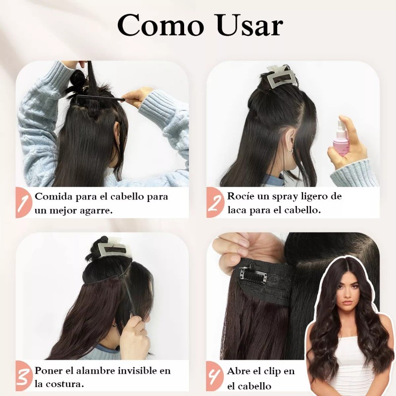 Xbwig Extensiones De Cabello De Alambre Invisible De 22 Pulgadas
