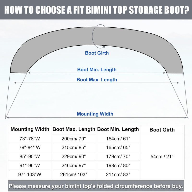 X AUTOHAUX Bimini Top Storage Boot Cover with Light Hole