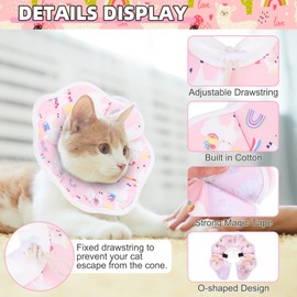 KOOLTAIL Cat Cone Collar, Adjustable Soft Comfortable Cat Recovery Collar to Stop Licking, Foldable Donut Water Resistant Pet Cone for Small Large Cats Kittens After Surgery Alpaca M