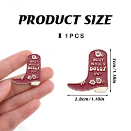 What Would Dolly Do Enamel Pin Badge Country Music Gifts Red Boot Brooch Pin Badges, Versatile Accessory for Bags, Clothing & Jackets, Perfect Novelty Brooch for Country Music Lovers & Women (#1)