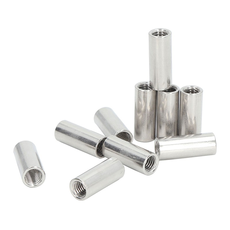 10 Pcs Round Coupling Nut M10x1.5 L35mm Stainless Steel Round