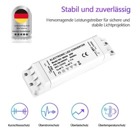 LED Transformer 1-50 W 4.2 A 230 V to 12 V DC Switch Low Voltage Transformer LED Driver Power Supply No LED Flickering LED Low Voltage Transformer for G4 MR16 GU5.3 LED Halogen LED Lamp and Light