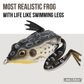 Lunkerhunt - Lunker Frog, Croaker – Fishing Lure with Realistic Design, Legs Extend and Retract in Use, Great for Bass and Pike, Freshwater Lure with Hollow Body, Weighs ½ oz, 2.25” Length