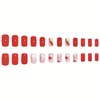 Easter Press on Nails Short Square Fake Nails Red Full