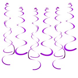 Party Swirl Decorations Hot Pink Shinny Foil Hanging Swirl Decorations Plastic Streamer for Ceiling Plastic Streamer for Party Decorations Metallic Hanging Swirl Pack of 30 (Purple)