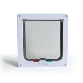 PanSukided 4-Way Lock Cat Door for Interior & Exterior - Weatherproof ABS Pet Flap, Fits Glass Doors and Windows, Small, Outer Size 7.87 * 7.56 * 0.59in, Circumference < 8"