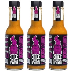 Berry Curry Hot Sauce – 3-Pack Mango, Pineapple, Blackberry & Curry Blend – Medium Heat Artisan Fusion Sauce from Honduras – Award-Winning Tropical Chili Set