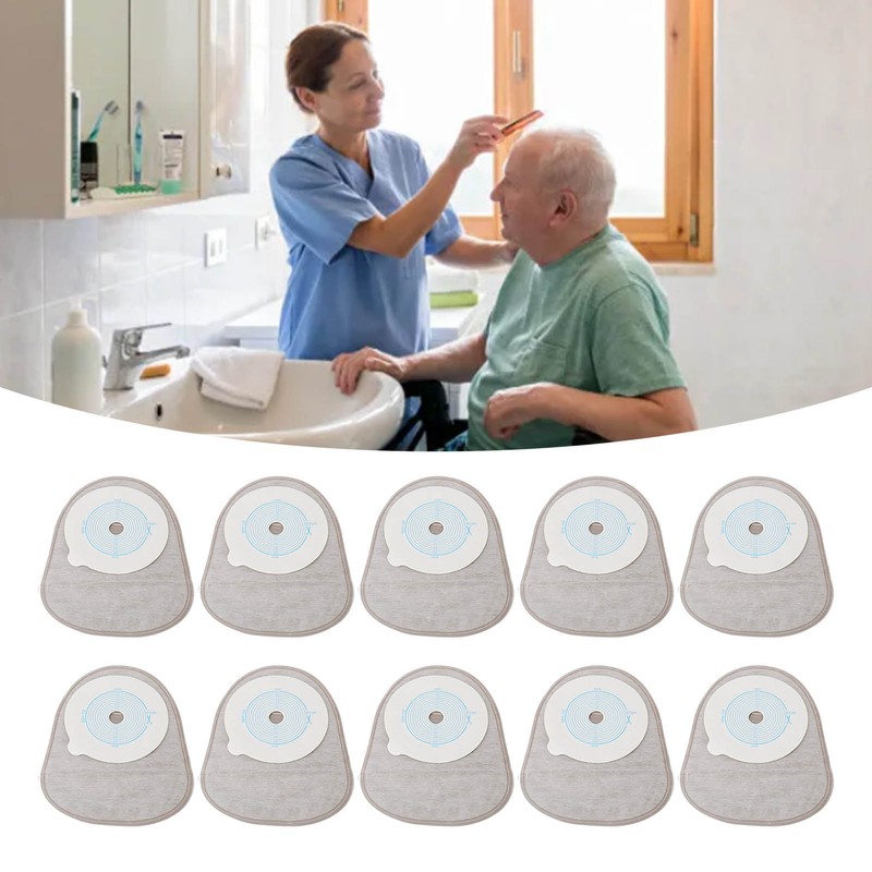 10pcs Adhesive Colostomy Pouch Lock Disposable Drainable Medical Ostomy Bag