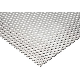 3003 Aluminum Perforated Sheet, Unpolished (Mill) Finish, H14 Temper, Staggered Round 0.1875" Holes, 0.063" Thickness, 14 Gauge, 12" Width, 24" Length, 0.25" Center to Center