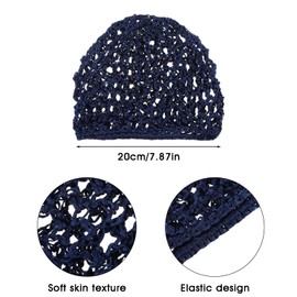 Piriuuo 2 Pcs Hair Nets Cap, Hair Cap for Sleeping Elastic Mesh Crochet Hair Net Snoods for Women Soft Rayon Crocheted Sleep Caps Hair Wrap Net for Silk Press Cover Accessory for Sleeping (Navy blue)