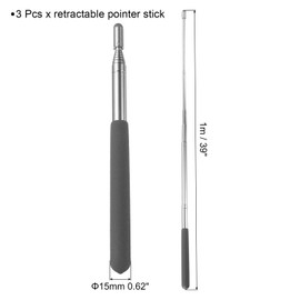sourcing map 3pcs Telescopic Teachers Pointer Teaching Pointer Stick 39 Inch Retractable Extendable Pointer for Classroom Whiteboard Office Presentation Pointers, Black