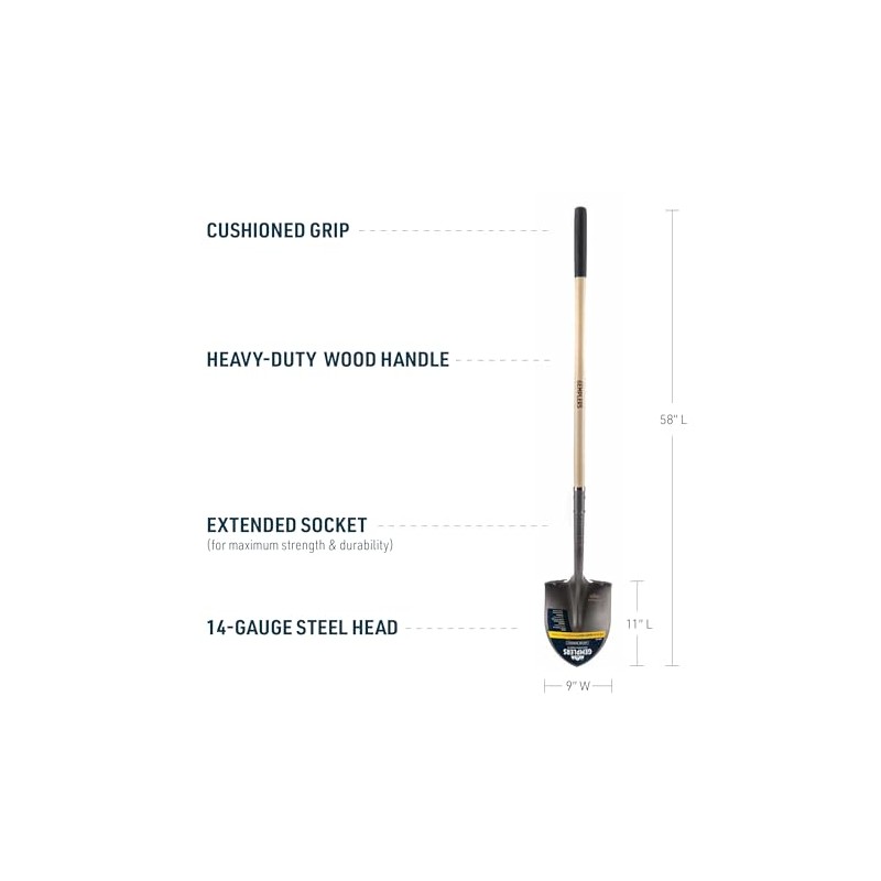 Gemplers Commercial Grade Round Point Shovel with Extended Socket (Wood