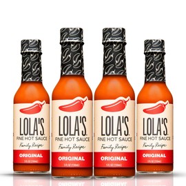 Lola's Fine Hot Sauce Original, All-Natural Red Jalapeños, Habanero, Lime, & Garlic Blend, Gluten-Free, Keto, & Vegan, Family Recipe Hot Sauce for Eggs, Tacos, Meats, & More, 5 oz, 4-Pack