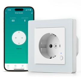 SMARTERCURRY Smart WLAN Schuko Socket, 13A, White, Pack of 1, Smart Sockets with Current Measurement, Energy Saving, Timer Socket, Compatible with Alexa/Google Home, Child Lock