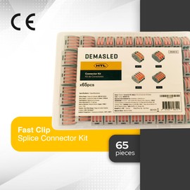 DEMASLED 65 Pcs Assortment with 2, 3, 4, and 5 Lever Terminals for Quick Electrical Splicing, Compact Connectors for Solid and Stranded Wires
